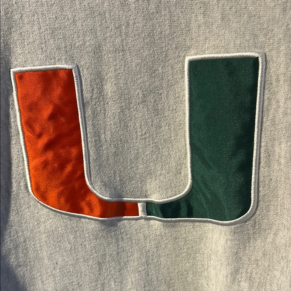 Univeristy of Miami Reverse Weave Champion Gray Crewneck Sweater - Picture 3 of 5